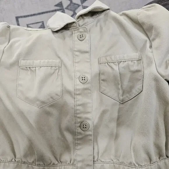 Cat & Jack Girls' Khaki Short Sleeve Uniform Safari Dress Size 8 - Picture 6 of 7